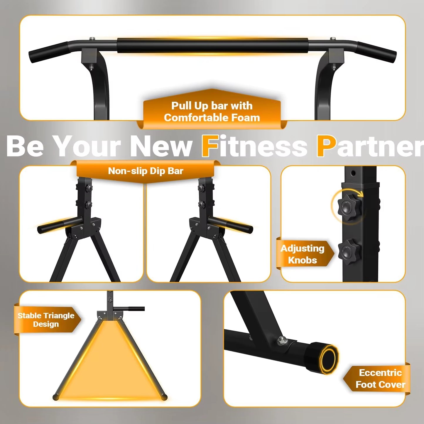 Foldable Pull up Bar Free Standing Multi-Function Power Tower Dip Bar Home Gym Strength Training Equipment 300 LBS Weight Capaci