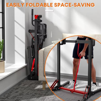 Foldable Power Tower Pull up Bar Station, Multi-Function Adjustable Height Dip Station for Home Gym Workout, Strength Training F