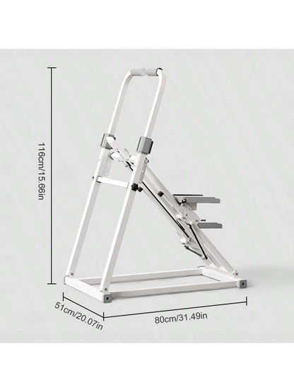 Home Fitness Vertical Climbing Machine - Adjustable Stride Folding Stair Treads, with Handle and Foot Pedals, Full-Body Exercise Equipment, Battery-Powered (No Battery Included) - White, Ideal Family Gift, Stylish Modern Design, Safe Foot Pedals