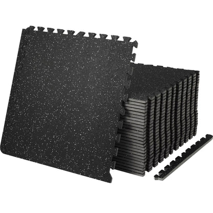 25/12/6PCS 1/2 Inch Thick Gym Floor Mats EVA Foam & Rubber Top Interlocking Workout Floor Mats Waterproof Exercise Mats