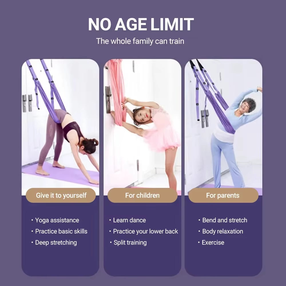 Finger Stretching Tool Elastic Yoga Belt Woman Hammock Split Lower Waist Trainer Inverted Rope Pull Extension Belt