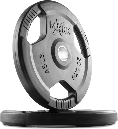 Pair or Set of Weight Plates, Rubber Coated Exercise Weights for Barbell, Strength Training Weight Set for Home Gym