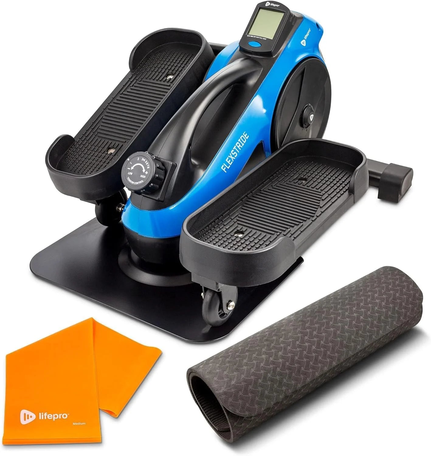 under Desk Elliptical Exercise Machine – Motorized Pedal Exerciser for Home and Office - Blue