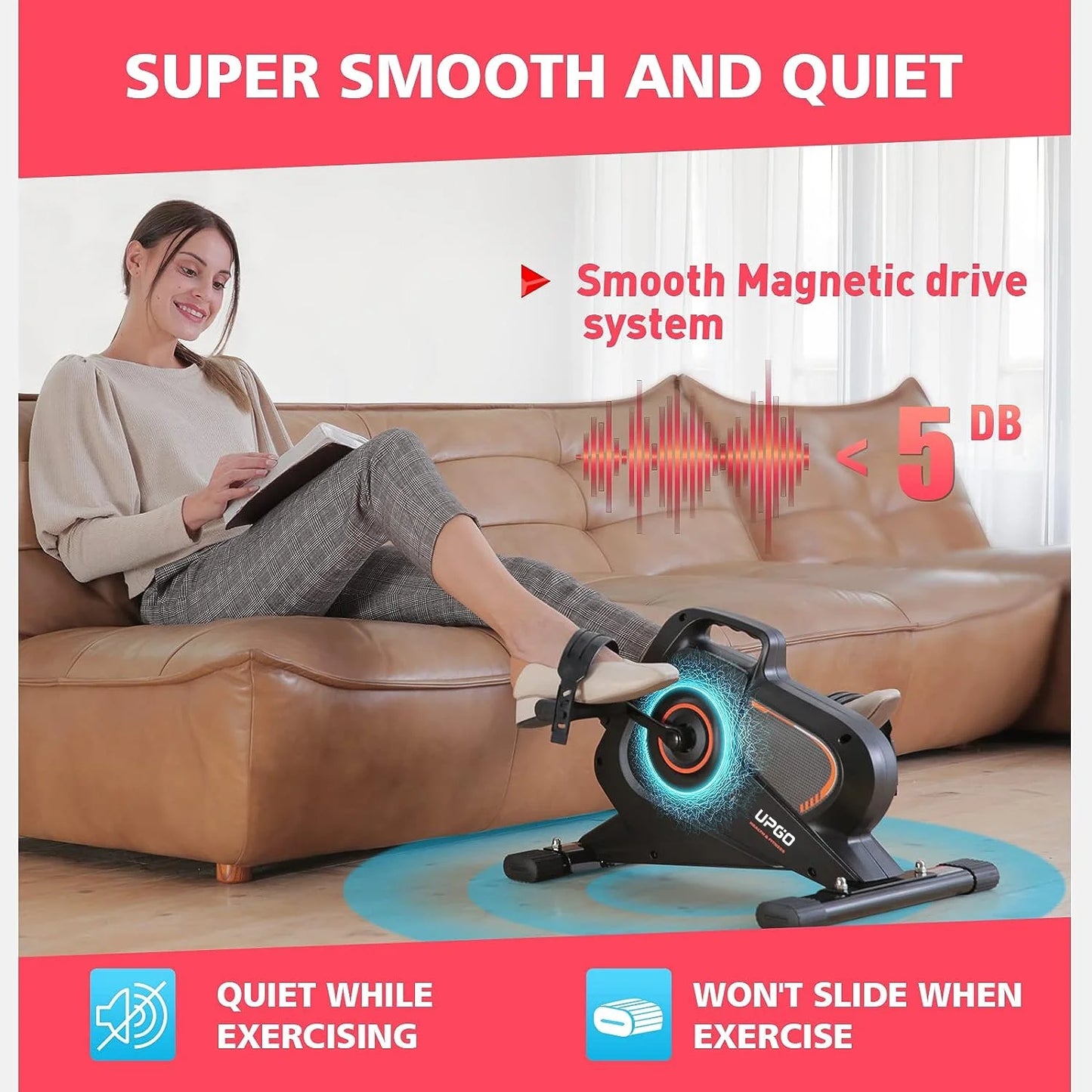Magnetic under Desk Bike Pedal Exerciser - Portable Mini Trainer Bikes Desk Cycle, Leg Exerciser for Physical Therapy with LCD Display