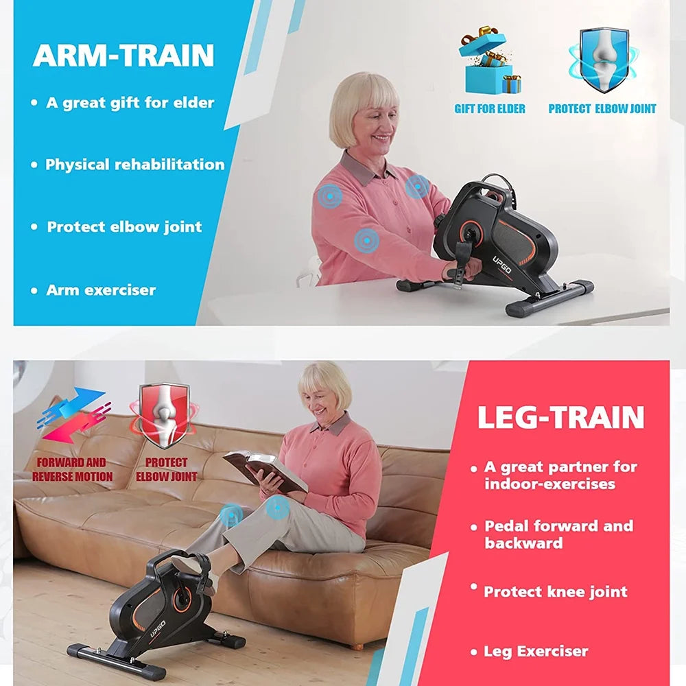 Magnetic under Desk Bike Pedal Exerciser - Portable Mini Trainer Bikes Desk Cycle, Leg Exerciser for Physical Therapy with LCD Display