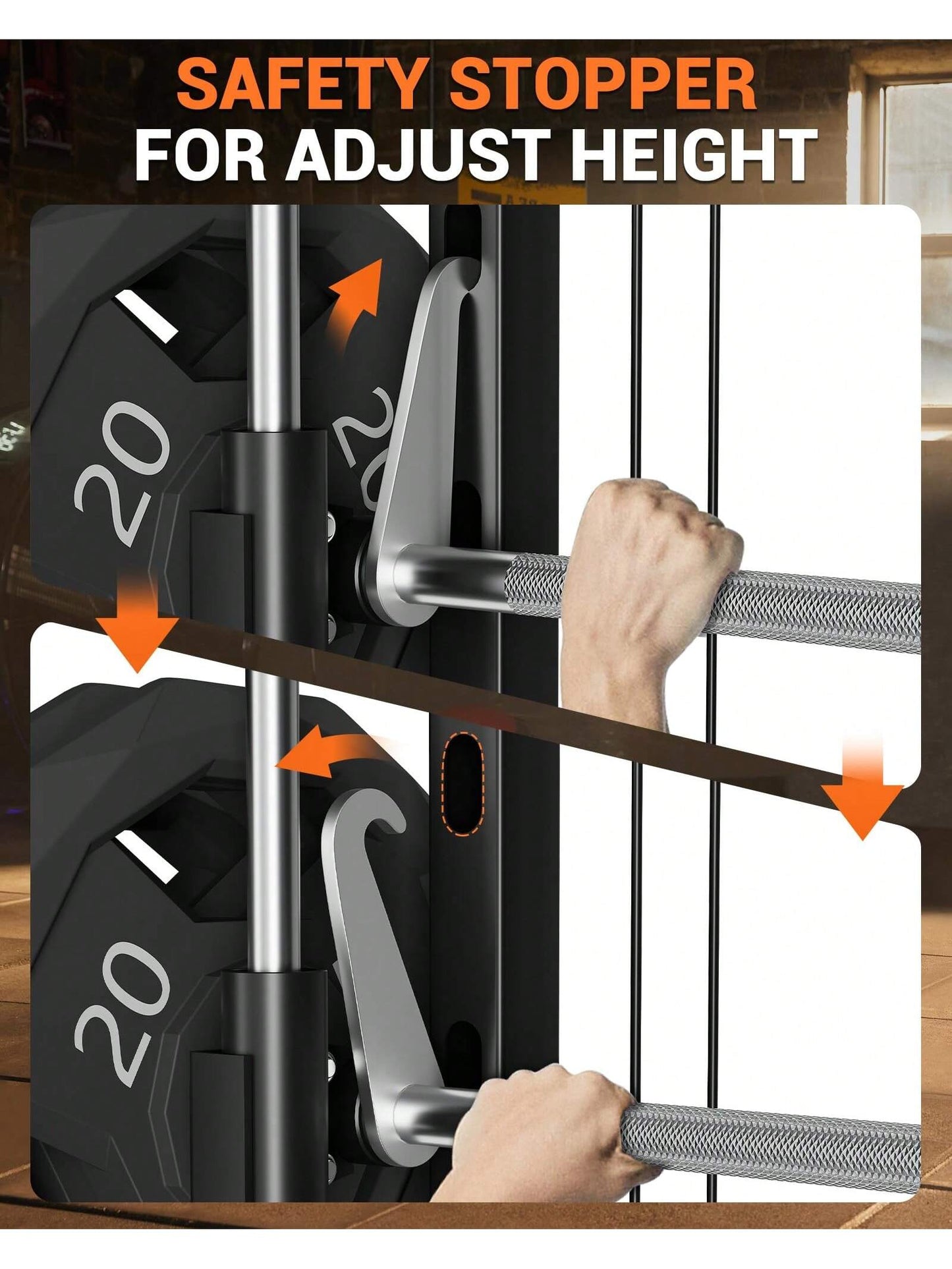 Smith Machine, 2200Lbs Squat Rack with Duable Cable & Lat-Pull down System, Multi-Function Squat Rack Power Cage for Home Gym, Training Equipment with Leg Hold-Down Attachment