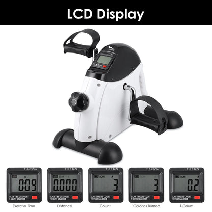 Exercise Bike, under Desk Bike Pedal Exerciser, Portable Mini Trainer Bike with LCD Screen Displays, White