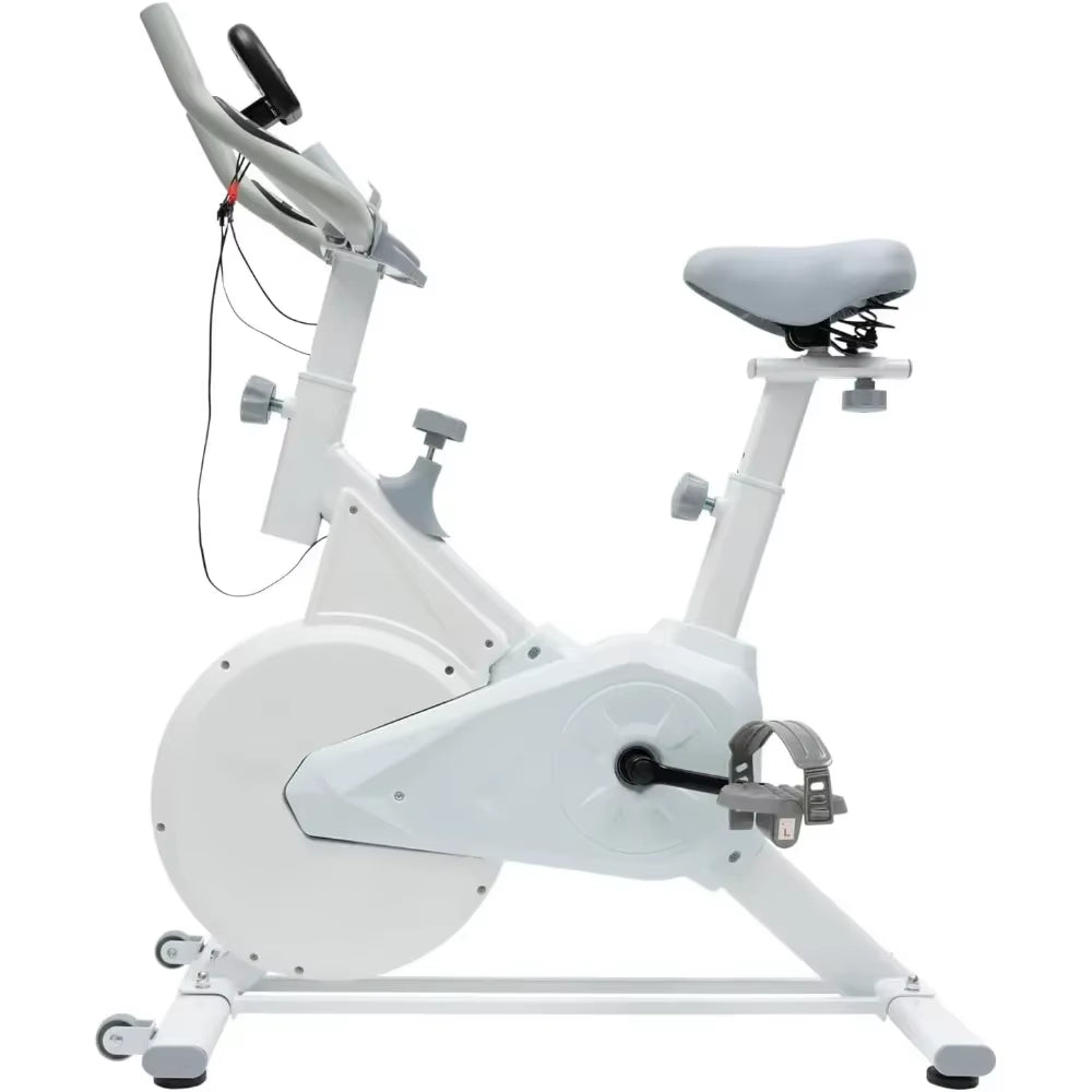 Indoor Cycling Stationary Workout Exercise Bike for Home Training with Monitor Phone&Tablet Holder Adjustable Resistance System