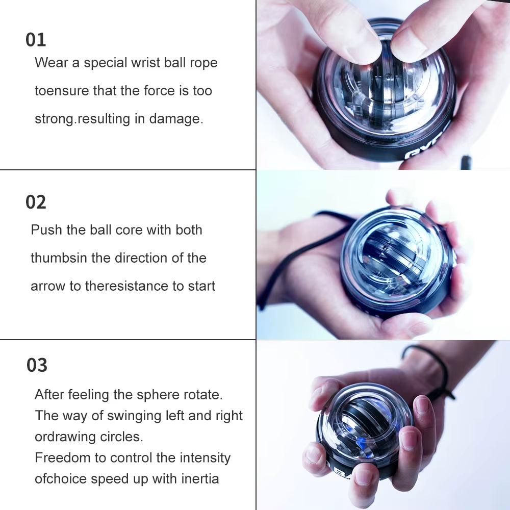 Power Ball Wrist Trainer Ball Wrist Strengthener Gyro Self-Starting Forearm Trainer Gyro Ball for Strengthening Muscles