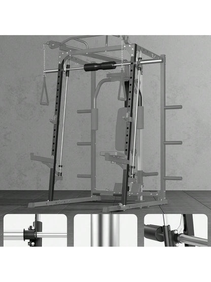 Smith Machine Multifunctional Power Cage, 2000 LBS Power Rack Smith Bar, Chest Station for Home Gym