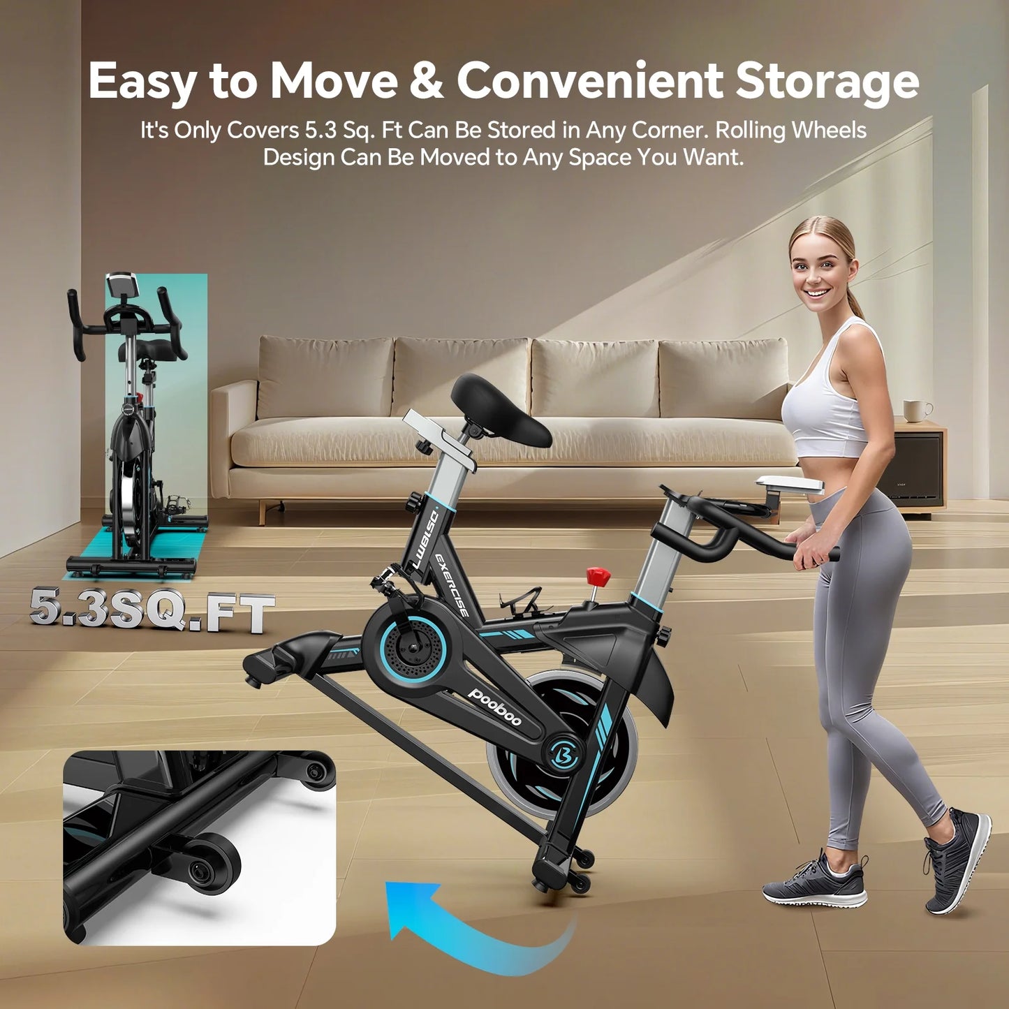 Professional Indoor Cycling Bike Stationary Exercise Bikes Home Cardio Workout Bicycle Machine 350Lb Flywheel Weight 40Lbs