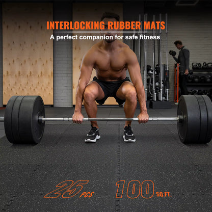 25/12/6 PCS 1/2 in Thick Gym Floor Mats EVA Foam & Rubber Top Interlocking Workout Floor Mats Waterproof Exercise Mats
