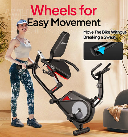 Recumbent Exercise Bikes Sit down Stationary Bicycle Magnetic Resistance Indoor Cycling Bike 350Lb Silver
