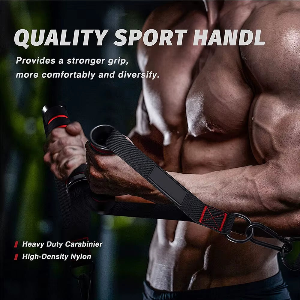 1Pair Gym Resistance Bands Foam Handles Anti-Slip Grip Strong Nylon Webbing Fitness Heavy Duty Cable Machine Workout Equipment