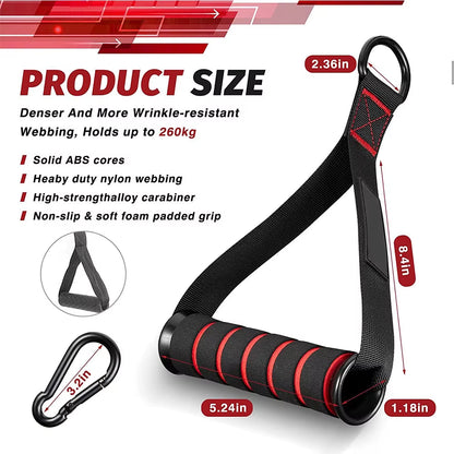 1Pair Gym Resistance Bands Foam Handles Anti-Slip Grip Strong Nylon Webbing Fitness Heavy Duty Cable Machine Workout Equipment