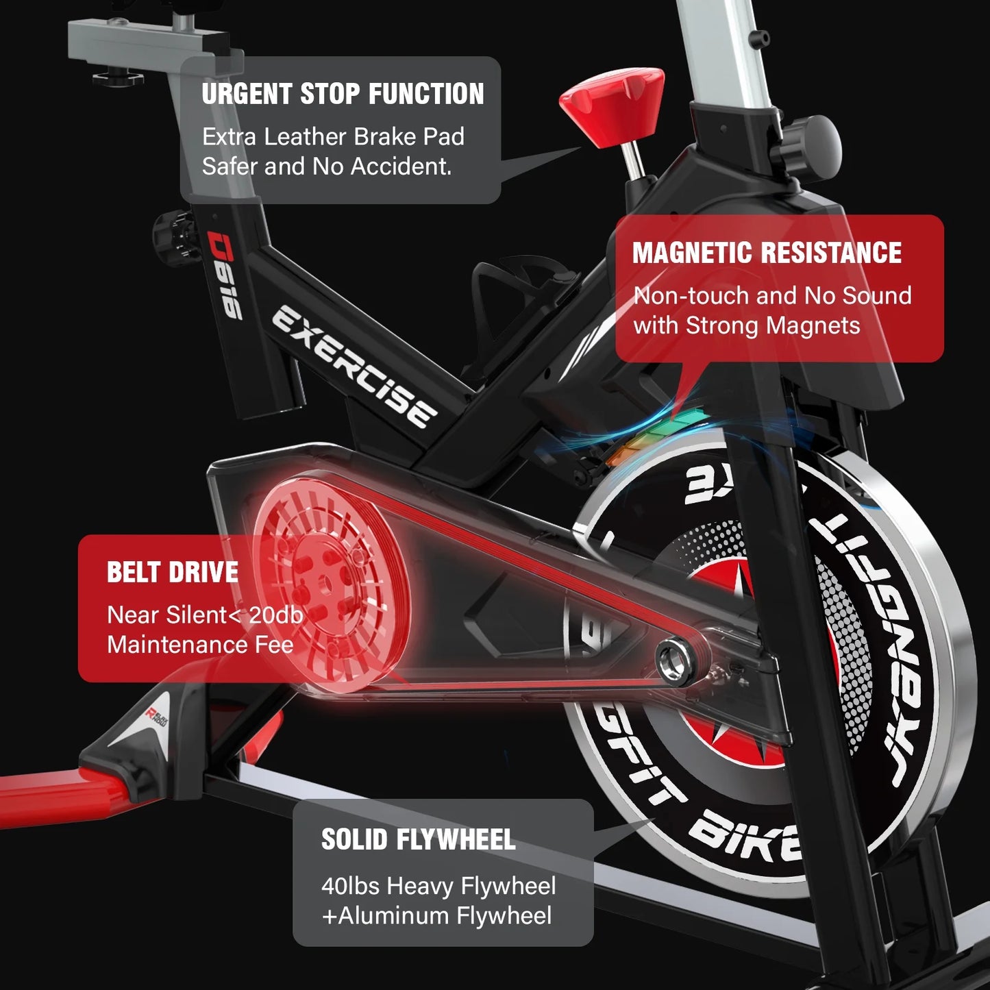 Bluetooth Magnetic Exercise Bike Indoor Cycling Bike Stationary Bikes 40Lbs Flywheel 350Lbs