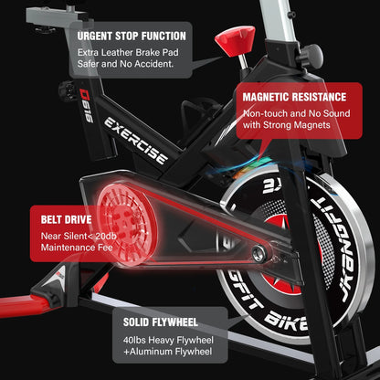Bluetooth Magnetic Exercise Bike Indoor Cycling Bike Stationary Bikes 40Lbs Flywheel 350Lbs