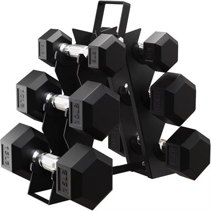 Premium Rubber Encased Hex Dumbbell Sets for Home Gym and Fitness Training 46LBS Set 60LBS Set 100LBS Set with Durable Rubber C