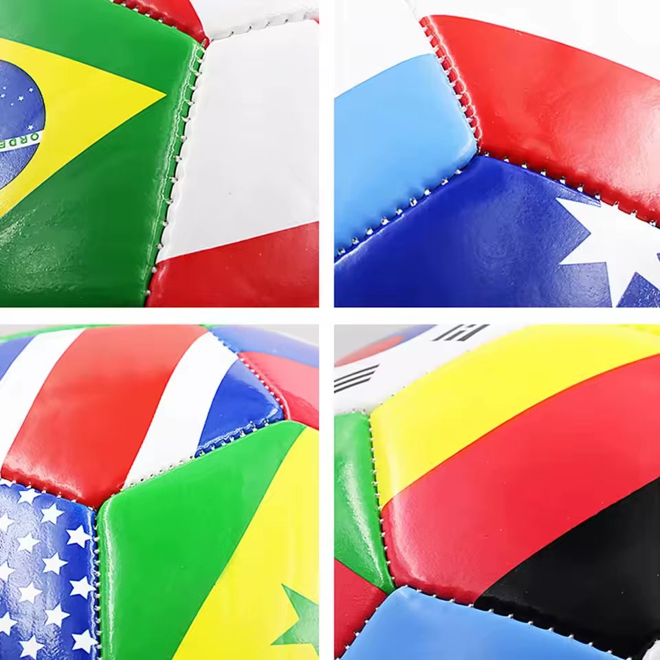 Flag Printed Soccer Ball Official Size 5 Soccer Match Ball Outdoor Match Game Football Pvc 2.7Thickened Team Training Footy Ball