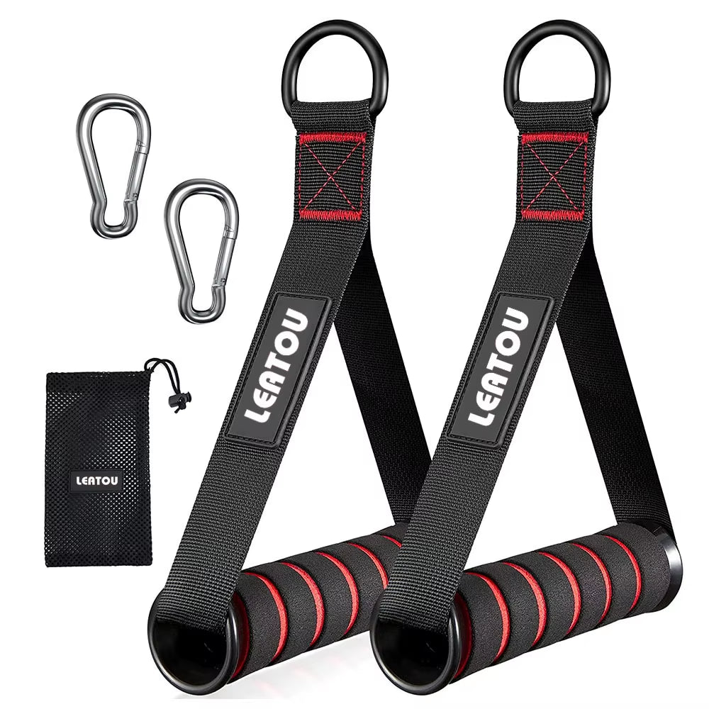 1Pair Gym Resistance Bands Foam Handles Anti-Slip Grip Strong Nylon Webbing Fitness Heavy Duty Cable Machine Workout Equipment
