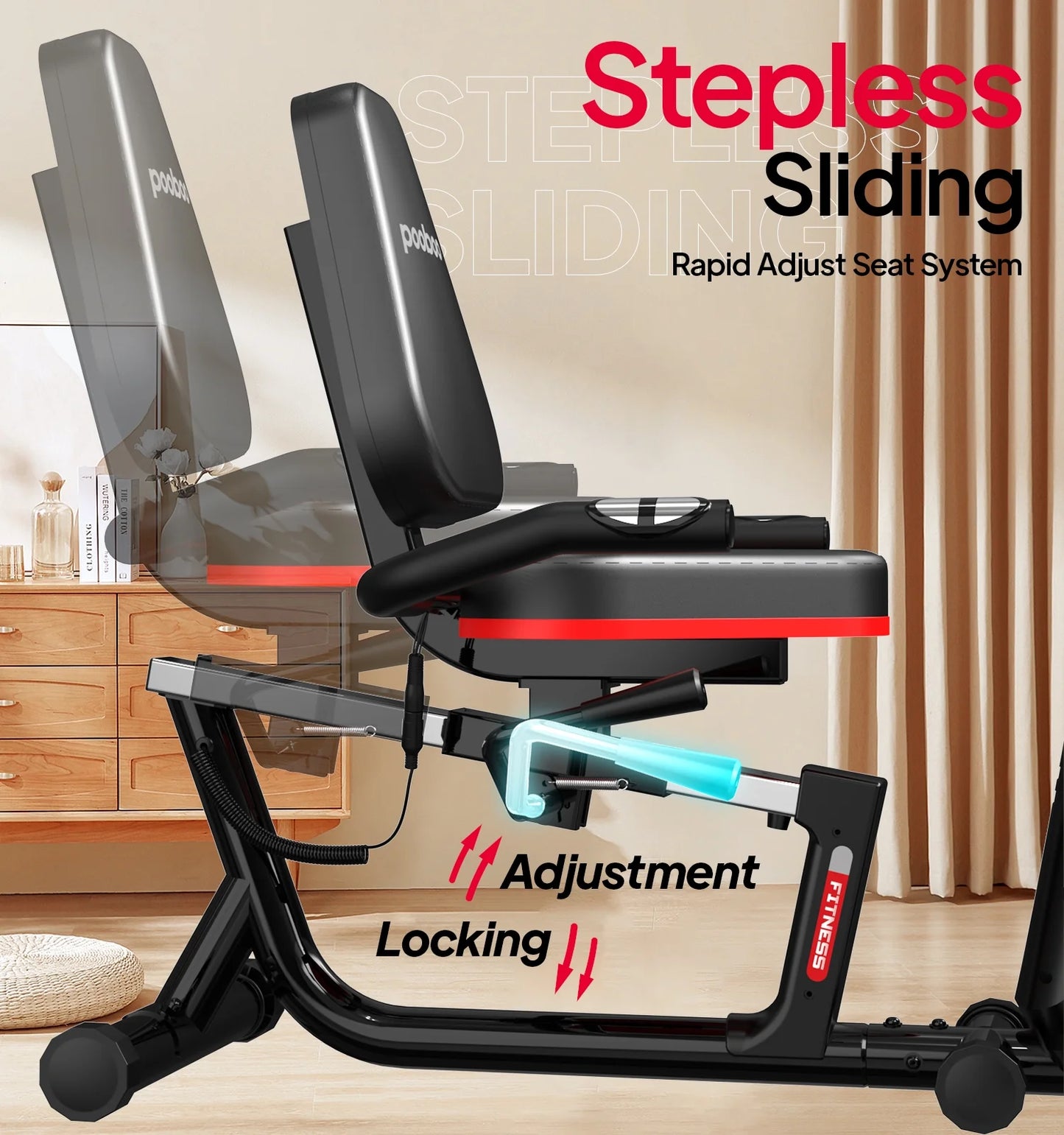 Recumbent Exercise Bike Stationary Belt Drive Indoor Cycling Bikes for Home Cardio Workout Training