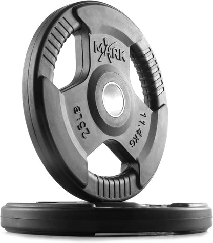 Pair or Set of Weight Plates, Rubber Coated Exercise Weights for Barbell, Strength Training Weight Set for Home Gym
