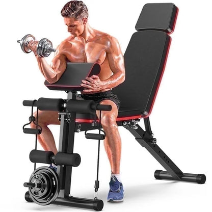 7 Positions Adjustable Weight Bench with Extended Headrest and Leg Extension,Foldable Workout Bench Weight Bench Press for Full Body Strength Training,Maximum Weight 770 Lbs.