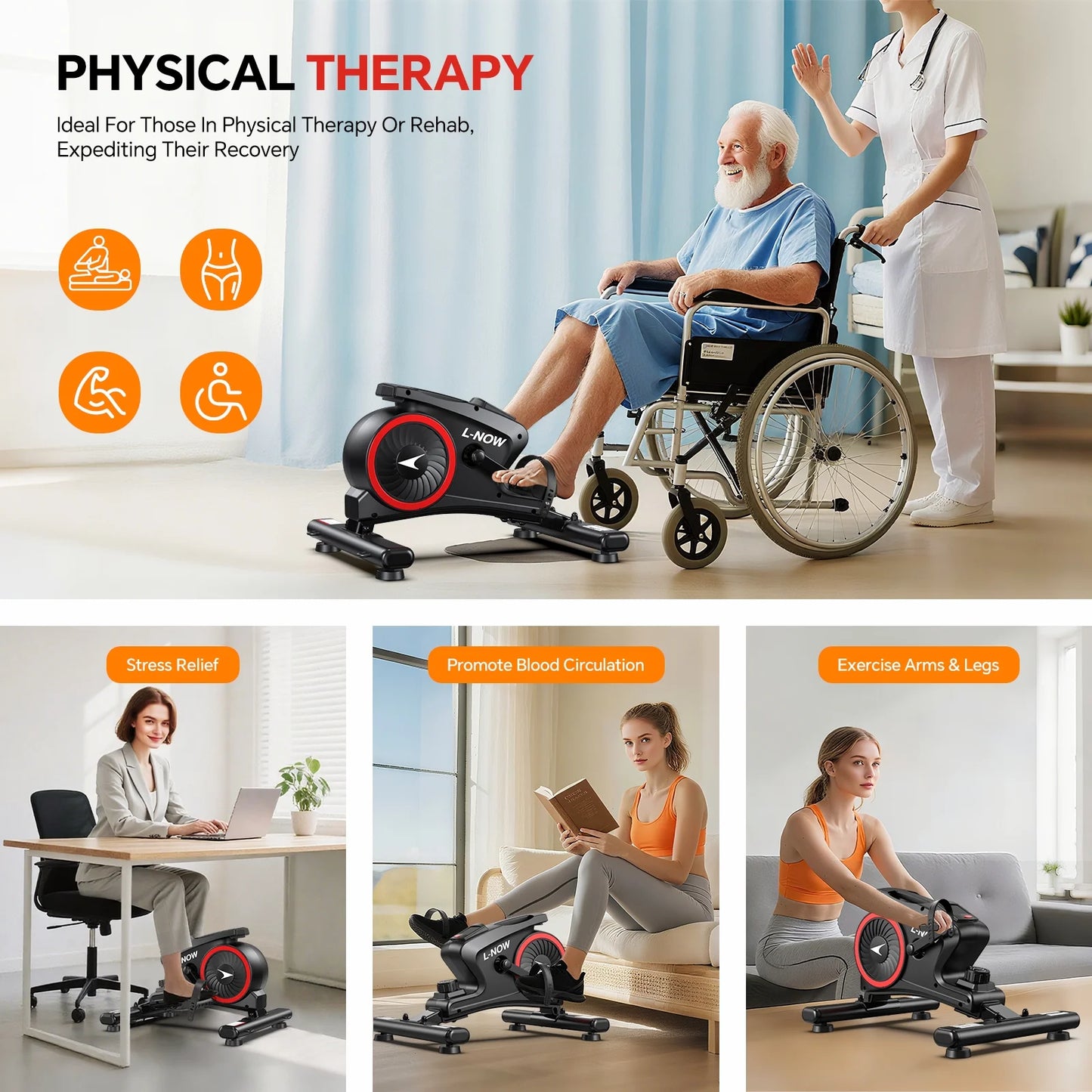 Foot Pedal Exerciser under Desk Elliptical Machine Seated Pedal Exerciser Mini Portable Leg Exercise Equipment for Seniors & Adults Weight up to 280LBS