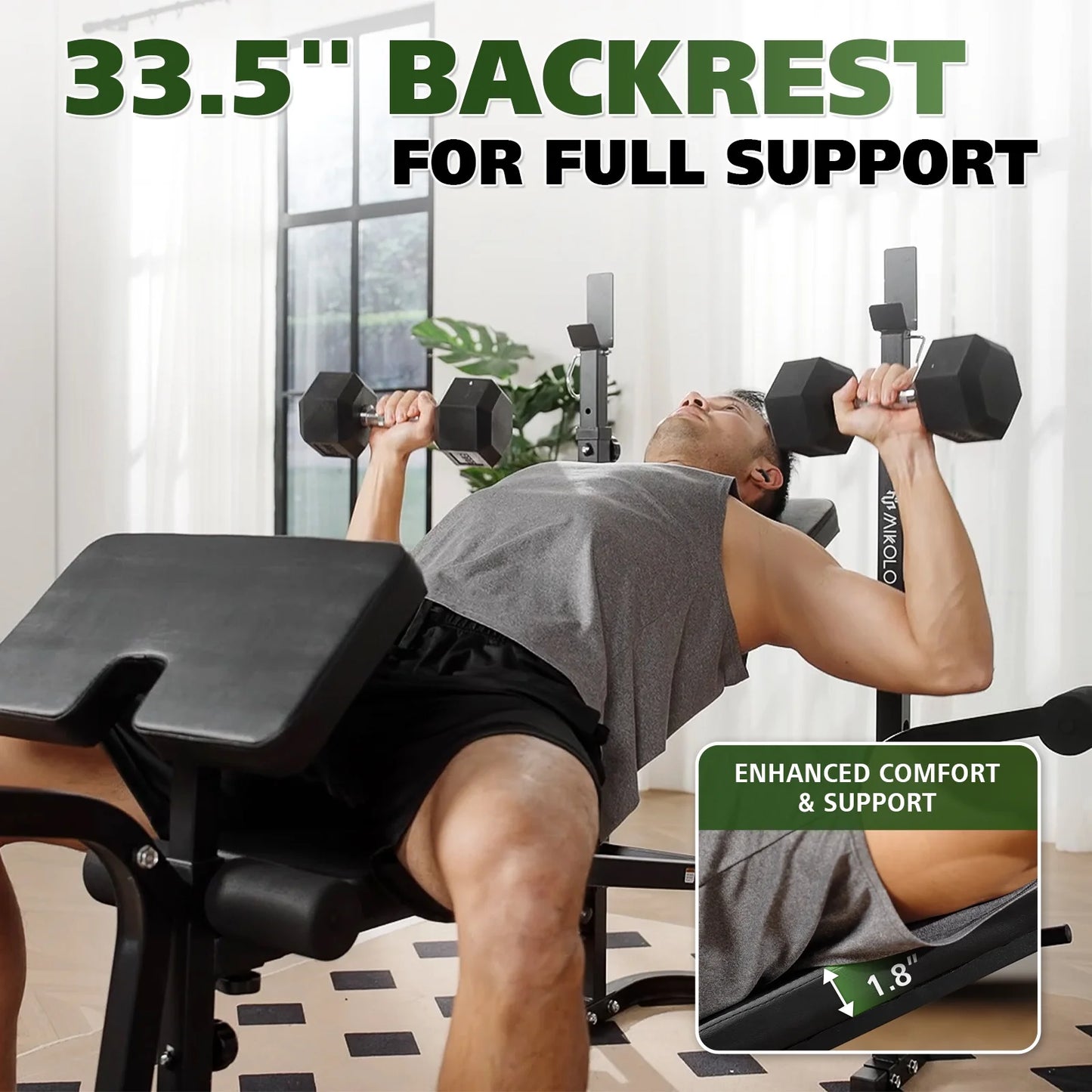 Adjustable Weight Bench Set, 800LBS 6 in 1 Full Body Workout Weight Bench with Leg Extension , Multi-Function Strength Training Bench Press Set for Home Gym