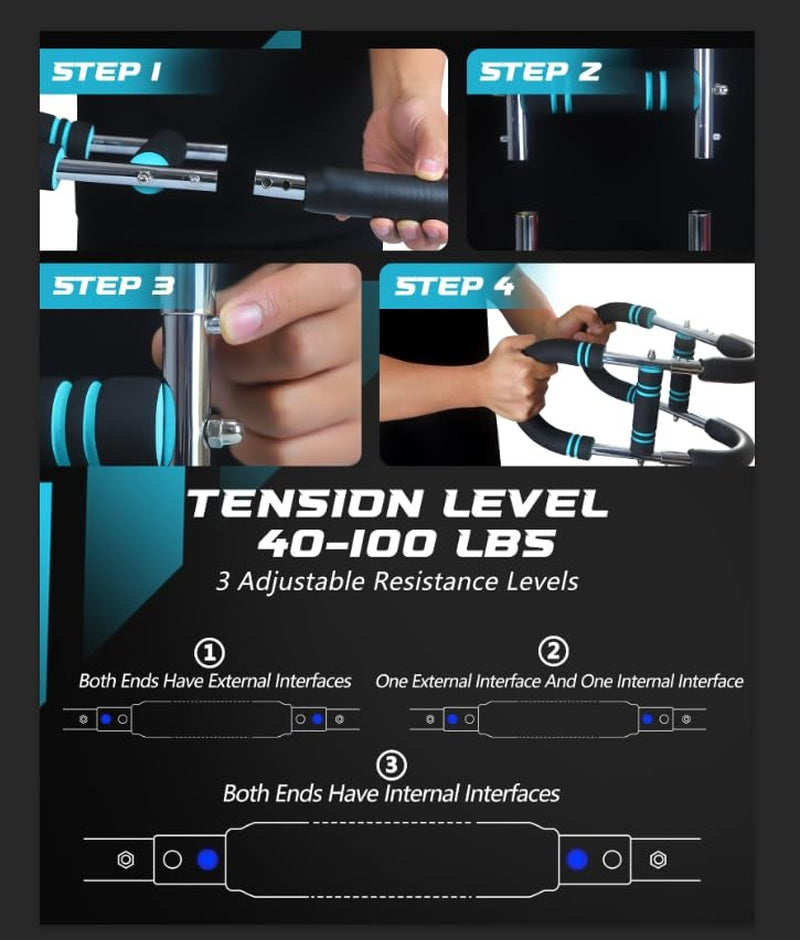 Adjustable Power Twister Bar Arm Chest Shoulder Trainer Workout Equipment Fitnes