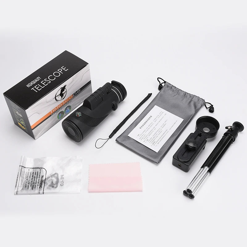 40X60 HD Professional Telescope Compass Monocular Powerful Waterproof Mini Pocket Zoom with Smartphone Hunting Camping