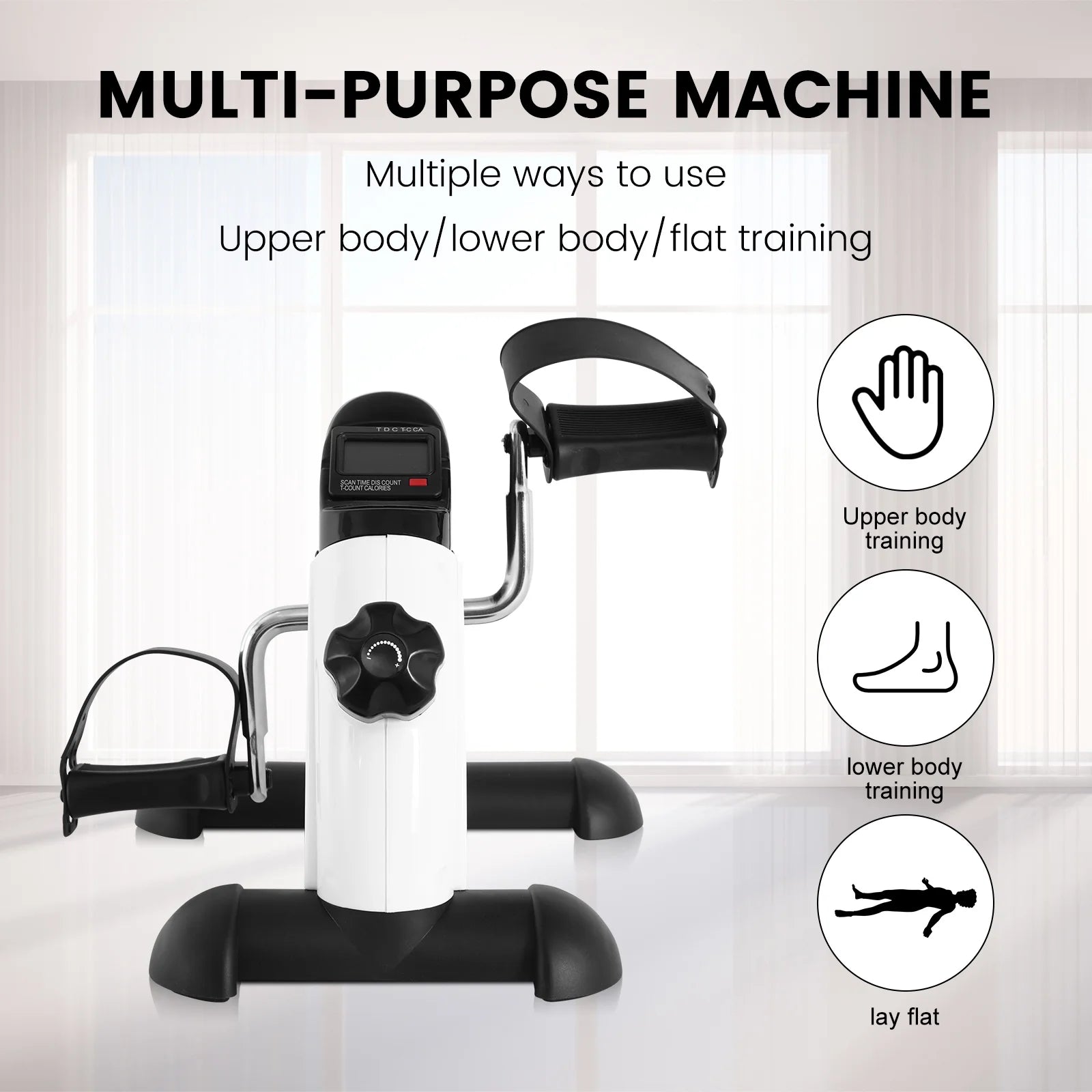 Under Desk Exercise Bike Foot Pedal Exerciser Mini Exercise Bike Equipment with LCD Screen Displays for Leg/Arm Exerciser While Sitting for Seniors Health,White