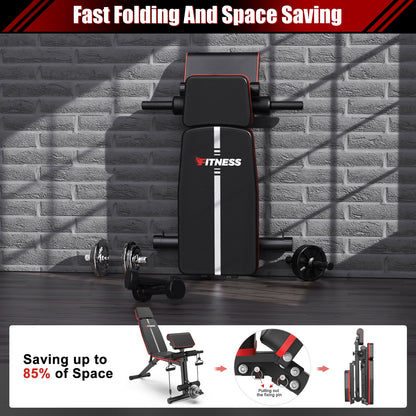 7 Positions Adjustable Weight Bench with Extended Headrest and Leg Extension,Foldable Workout Bench Weight Bench Press for Full Body Strength Training,Maximum Weight 770 Lbs.