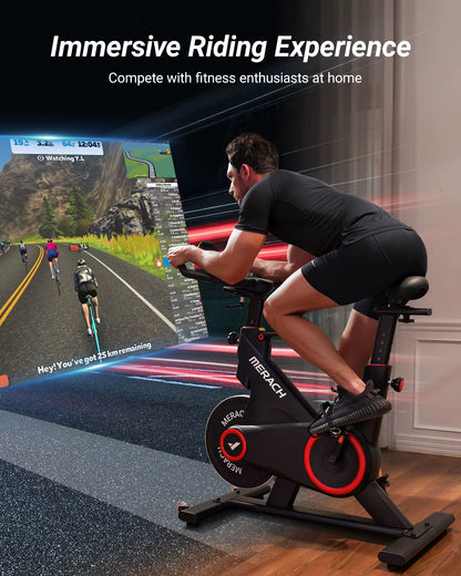 Indoor Exercise Bike with Auto Resistance Bluetooth Stationary Bike with APP Data Tracking & Tablet Holder Cycling Bike