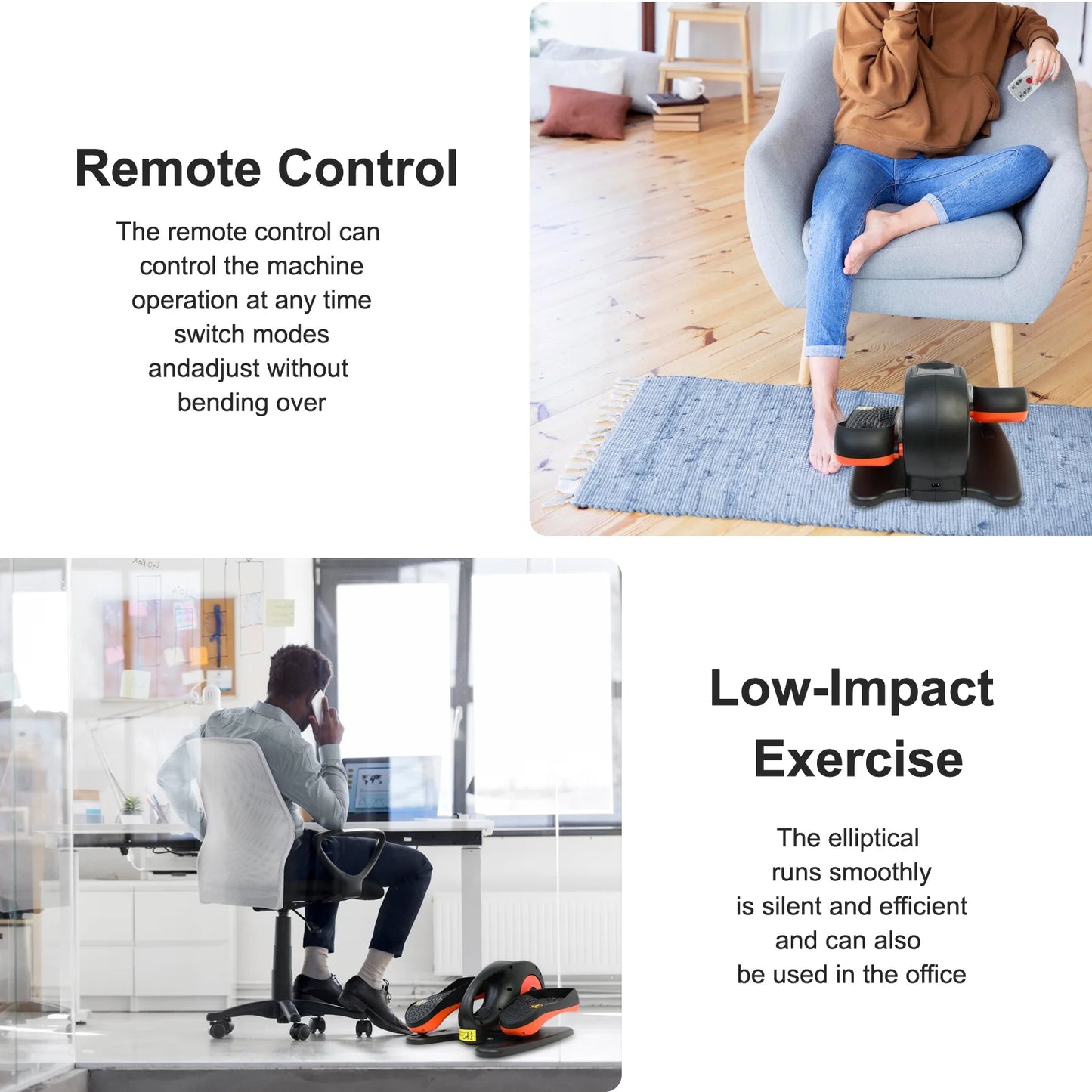 under Desk Elliptical Exercise Machine, Leg Exerciser While Sitting for Seniors, Electric Seated Pedal Exerciser, Mini Elliptical Machines for Home Office