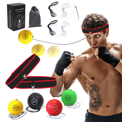 4/2Pcs Muay Thai Hand Eye Training Punch Ball Headband Boxing Reaction Ball with Headband Exerciser Gym Boxing Reflex Speed Ball