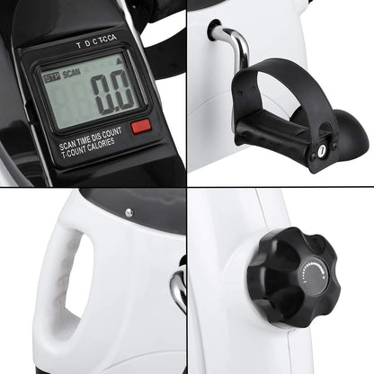 Under Desk Exercise Bike,Stationary Foot Pedal Exerciser,Portable Mini Exercise Bike with LCD Screen Displays for Leg/Arm Fitness and Health,White