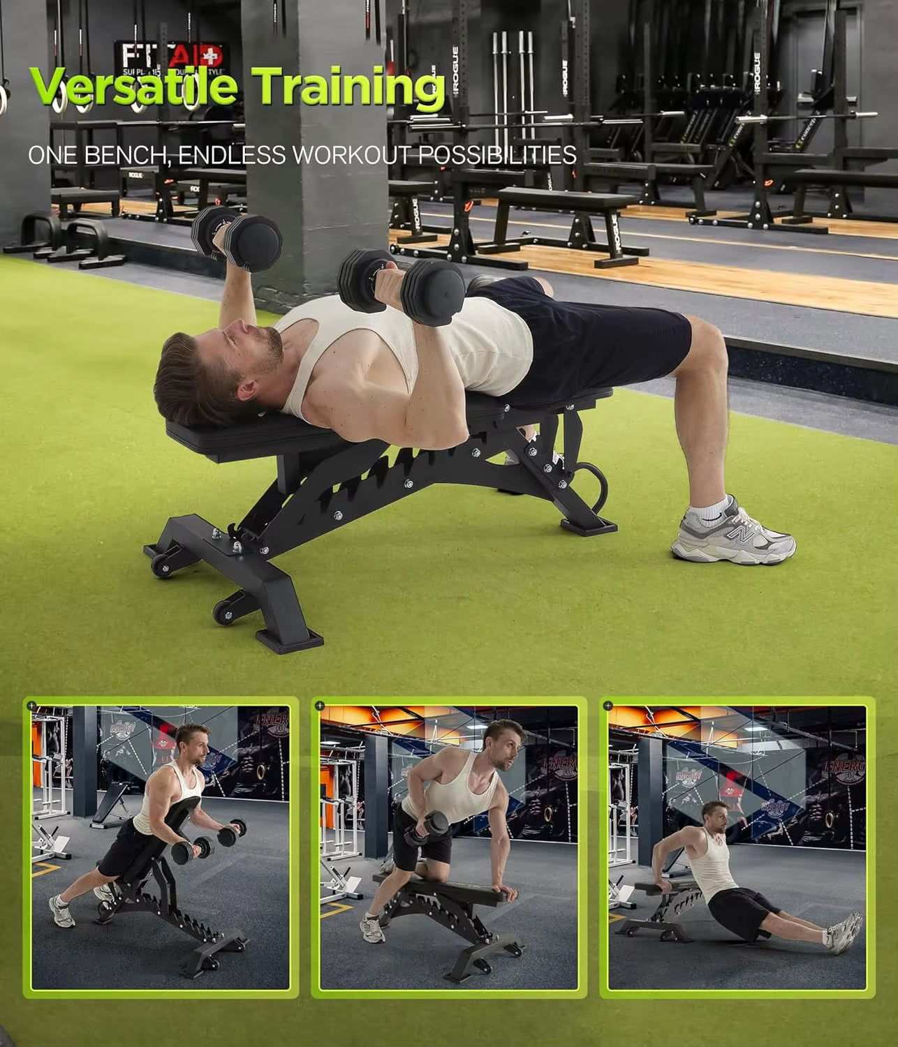 Heavy Duty Weight Bench 1000LB Capacity Adjustable FID Workout Bench Weight Lifting Bench Press for Gym and Home Gym