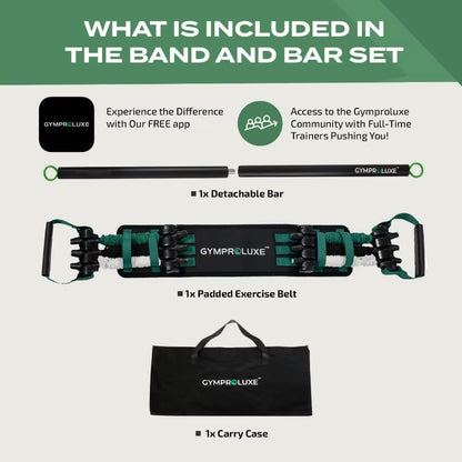 Portable Gym - Resistance Exercise Band Set - 200LBS Resistance Bands for Men & Women - Multi Gym Fitness Equipment & Pilates Ba