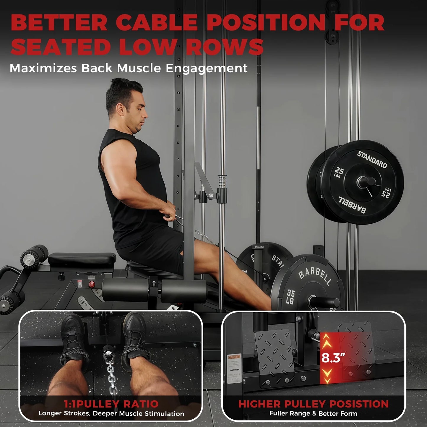 Smith Machine Home Gym, Multi-Functional Squat Rack with Lat Pull down System, Workout Station with Weight Bar, Bend Peg and Other Functional Attachments