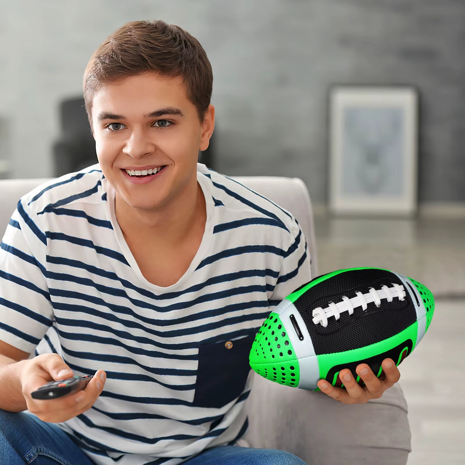 1 Green Youth Size Football Training Ball Small American Football Beach Rugby Ball Soccer Gear Durable Material Stylish Design