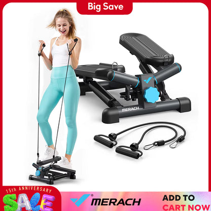 Mini Stepper for Exercise Twist Stair Stepper 330LBS Capacity Stepper Exercise Equipment with Resistance Band for Fitness