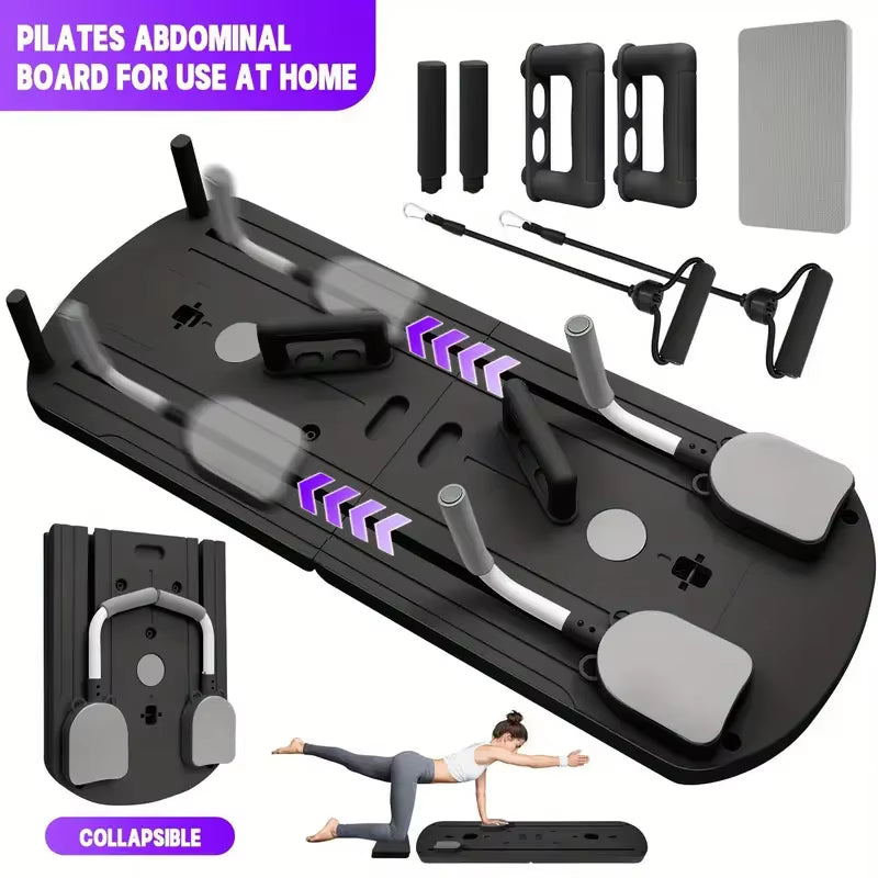 8-In-1 Multi-Functional ABS Yoga Board - Portable Folding Pilates & Abdominal Strength Trainer with Adjustable Handles, Design