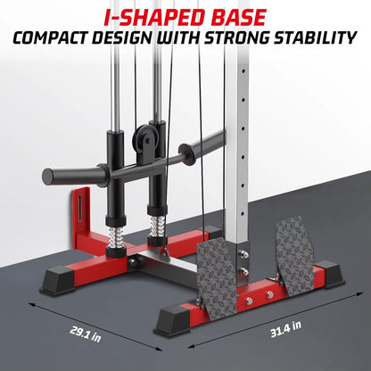 LAT Pulldown Machine,Multi-Functional Cable Machine with High and Low Pulley Station,Row Cable Machine Home Gym with Leg Support