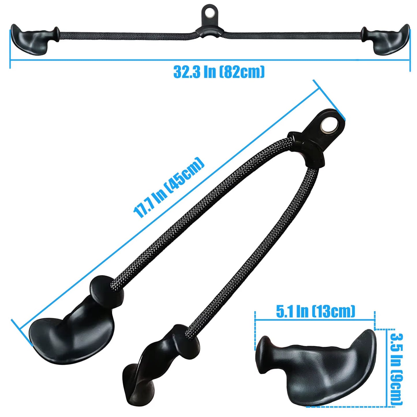 Ergonomic Triceps Rope Pull down Attachment Anti-Slippery Natural Rubber Grip Non-Slip Handle DIY Pulley Cable Attachment