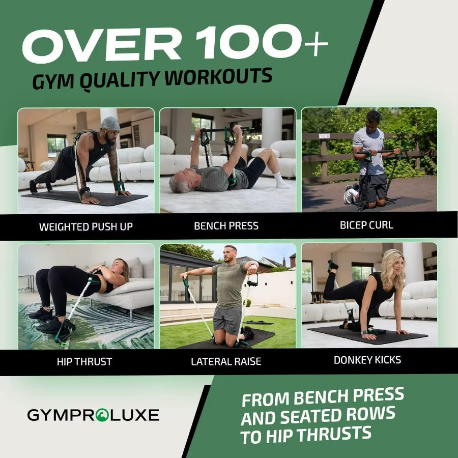 Portable Gym - Resistance Exercise Band Set - 200LBS Resistance Bands for Men & Women - Multi Gym Fitness Equipment & Pilates Ba