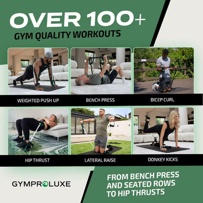Portable Gym - Resistance Exercise Band Set - 200LBS Resistance Bands for Men & Women - Multi Gym Fitness Equipment & Pilates Ba