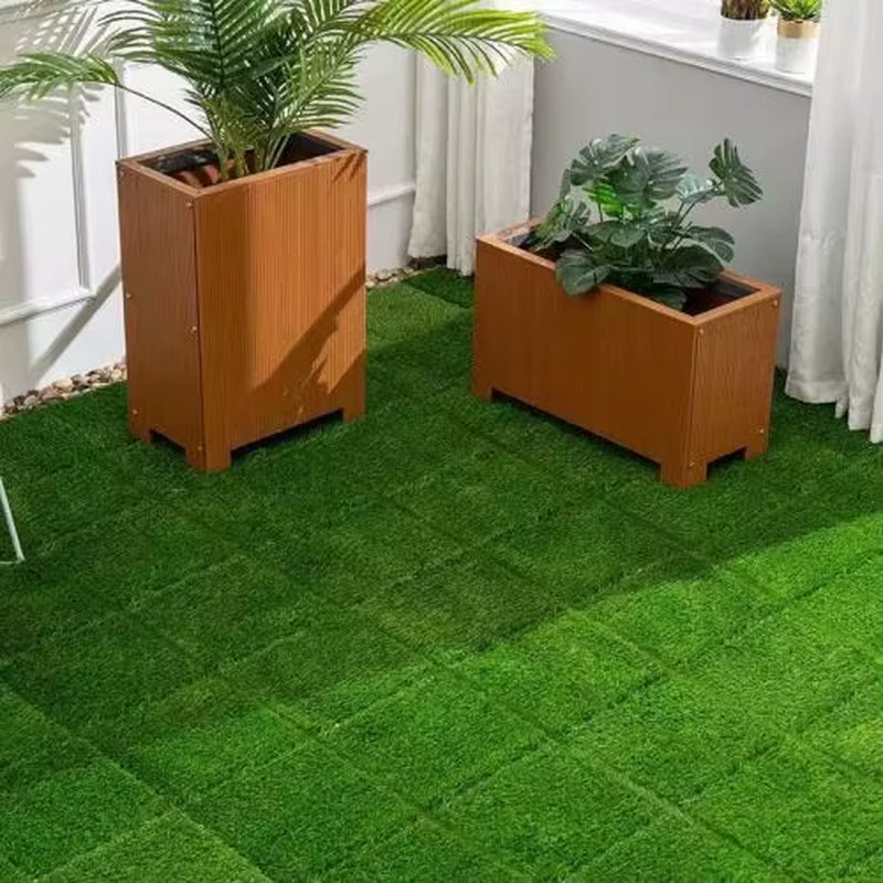 36 Interlocking Artificial Turf, Suitable for Courtyard, Backyard, and Artificial Turf Flooring, 12X12 Inches, Green