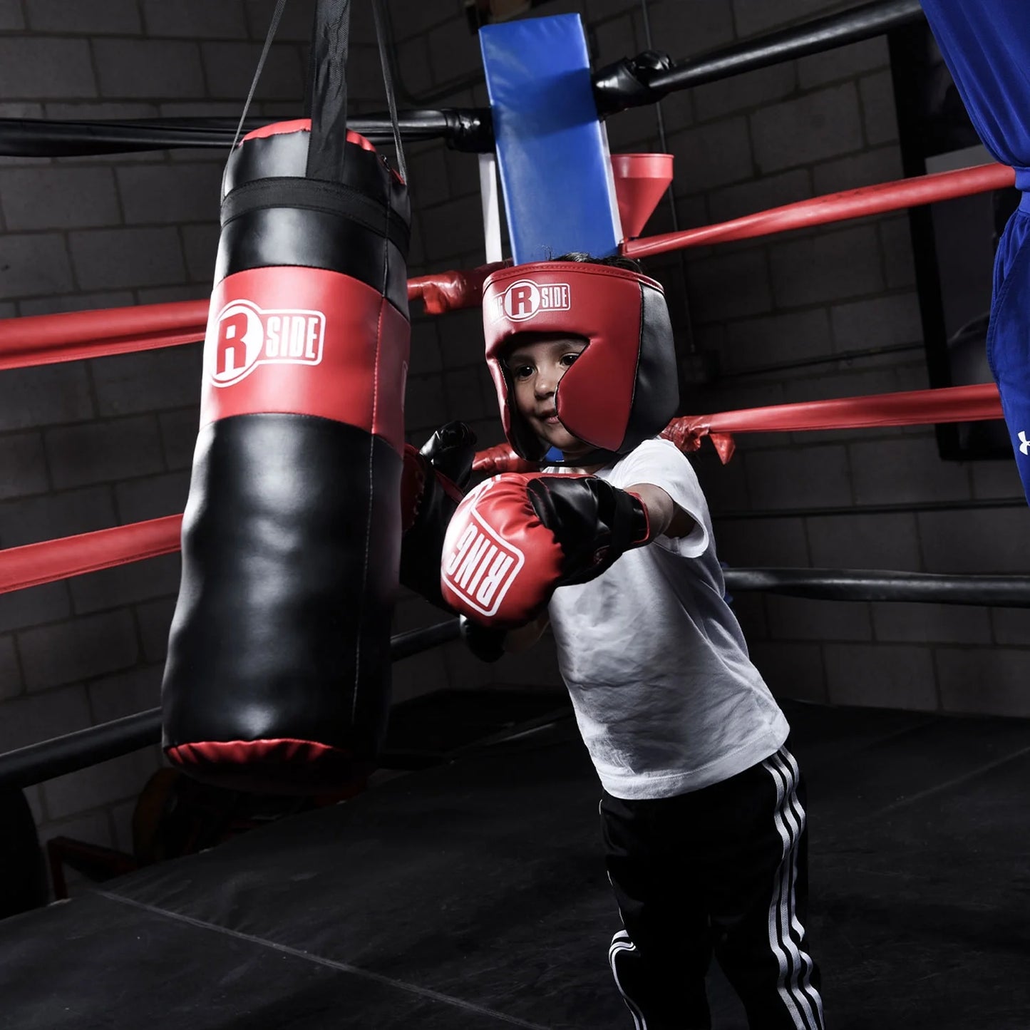 Kids Boxing Set with Mini Heavy Bag, Gloves and Headgear - Pink