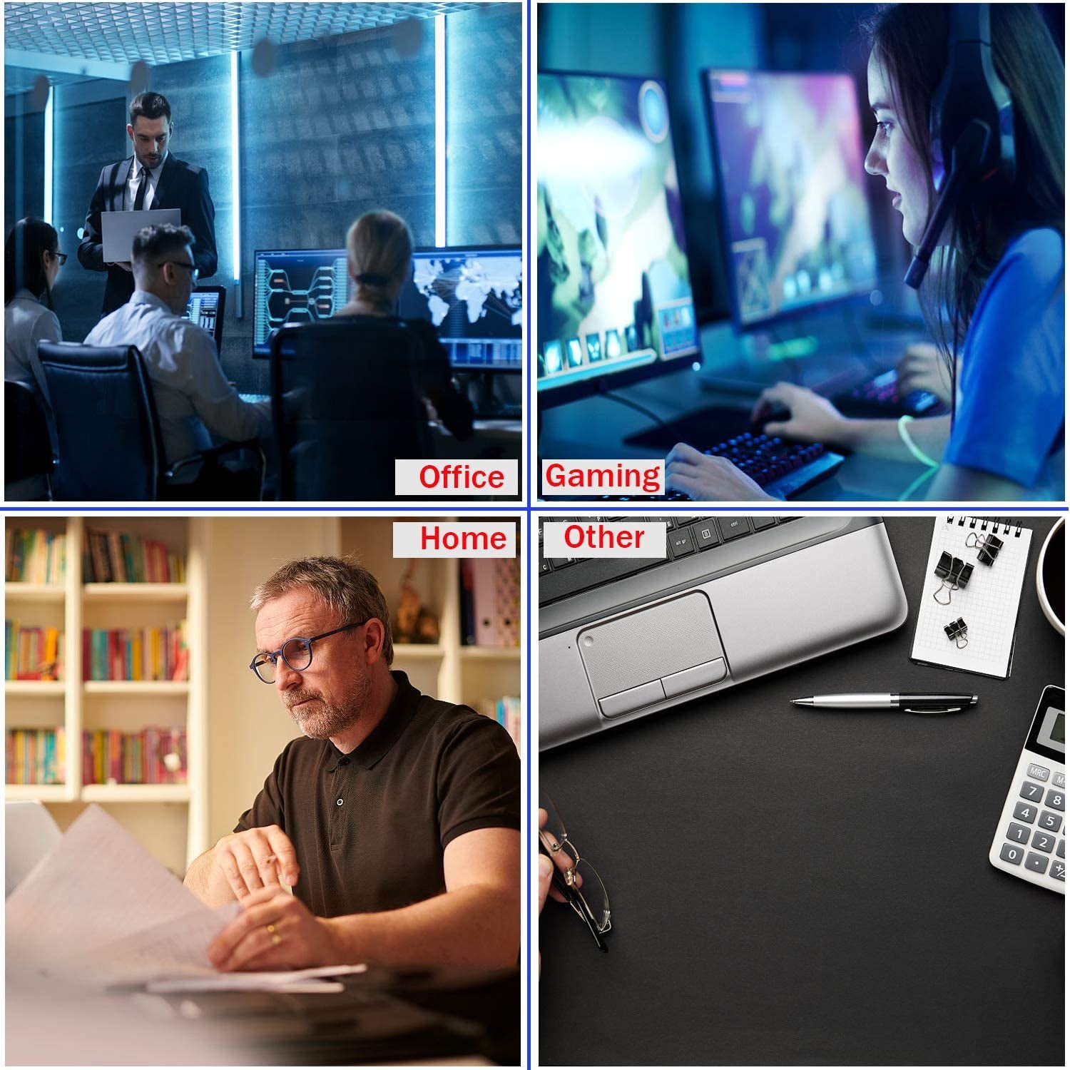 Mouse Pad, Black Mouse Pad, 11.8"X9.8"X0.12"Upgraded Durable Medium Mouse Pad with Stitched Edge, Classic Gaming Mouse Pad Non-Slip Rubber Base Waterproof Mouse Pad for Laptop, Office, Home